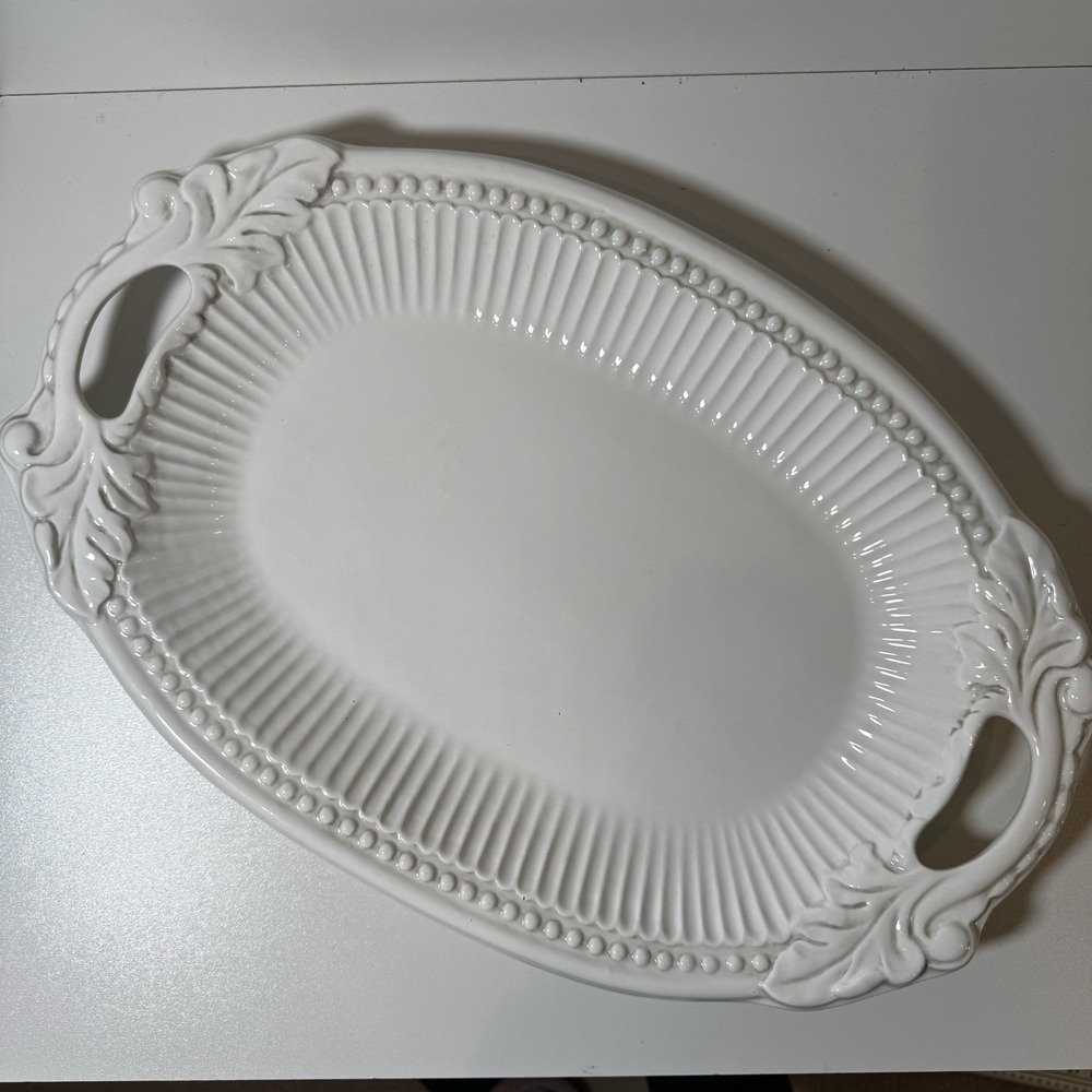 American Atelier Athena Handled Serving Platter #5166 Ironstone 16.5" Baroque